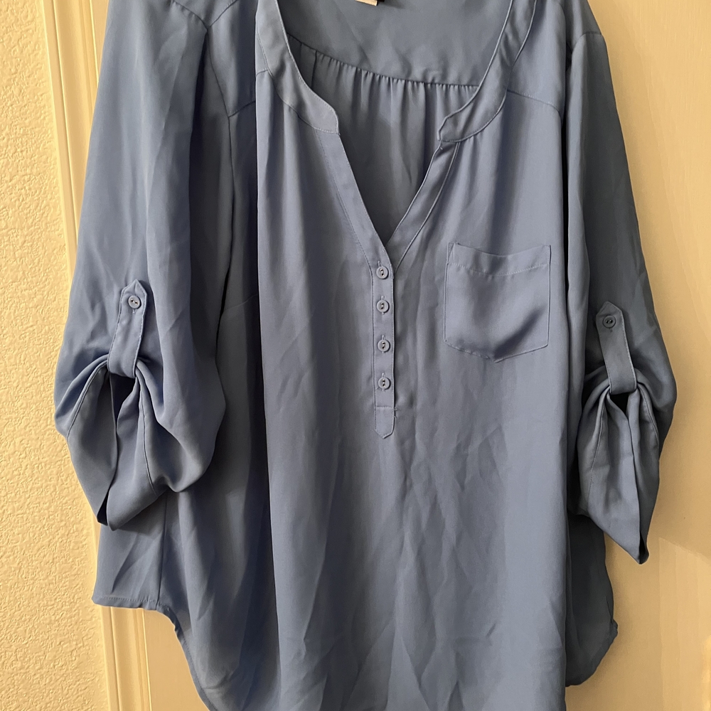 torrid Slate Blue V-Neck Henley Blouse